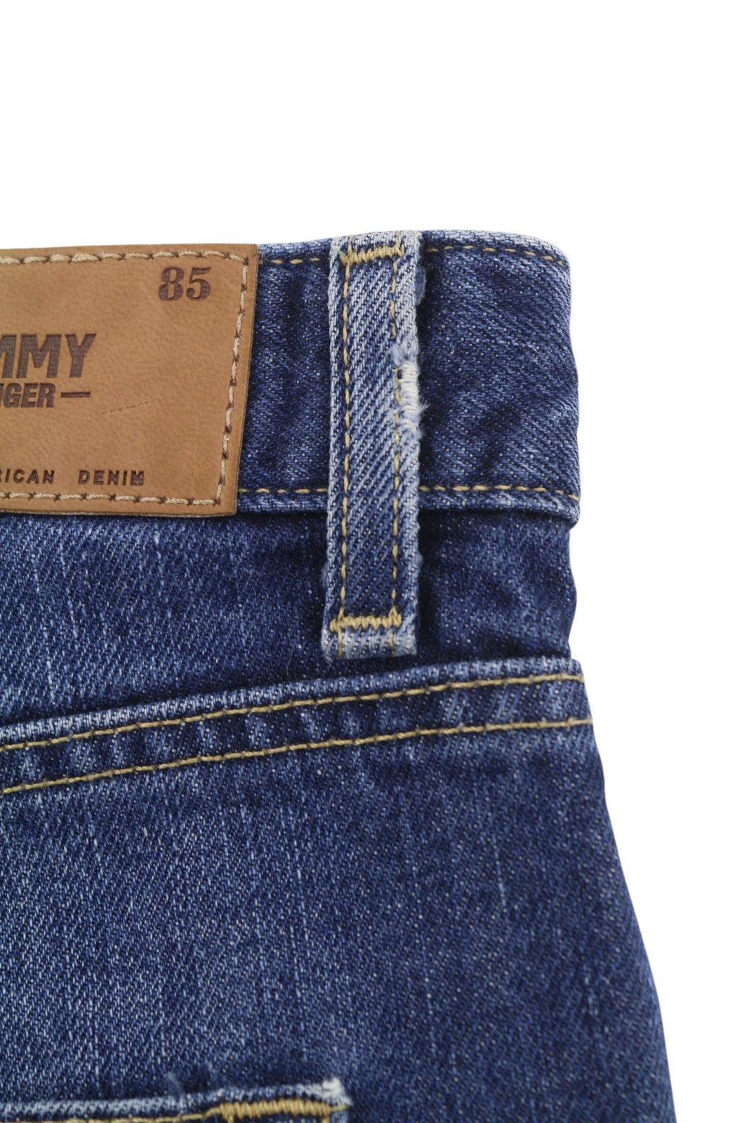 TOMMY HILFIGER Classic Straight Men Jeans W34/L30 Blue Whiskers Faded Denim