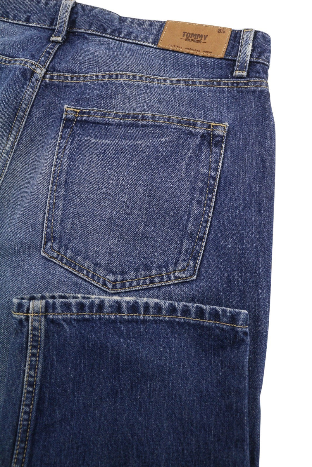 TOMMY HILFIGER Classic Straight Men Jeans W34/L30 Blue Whiskers Faded Denim