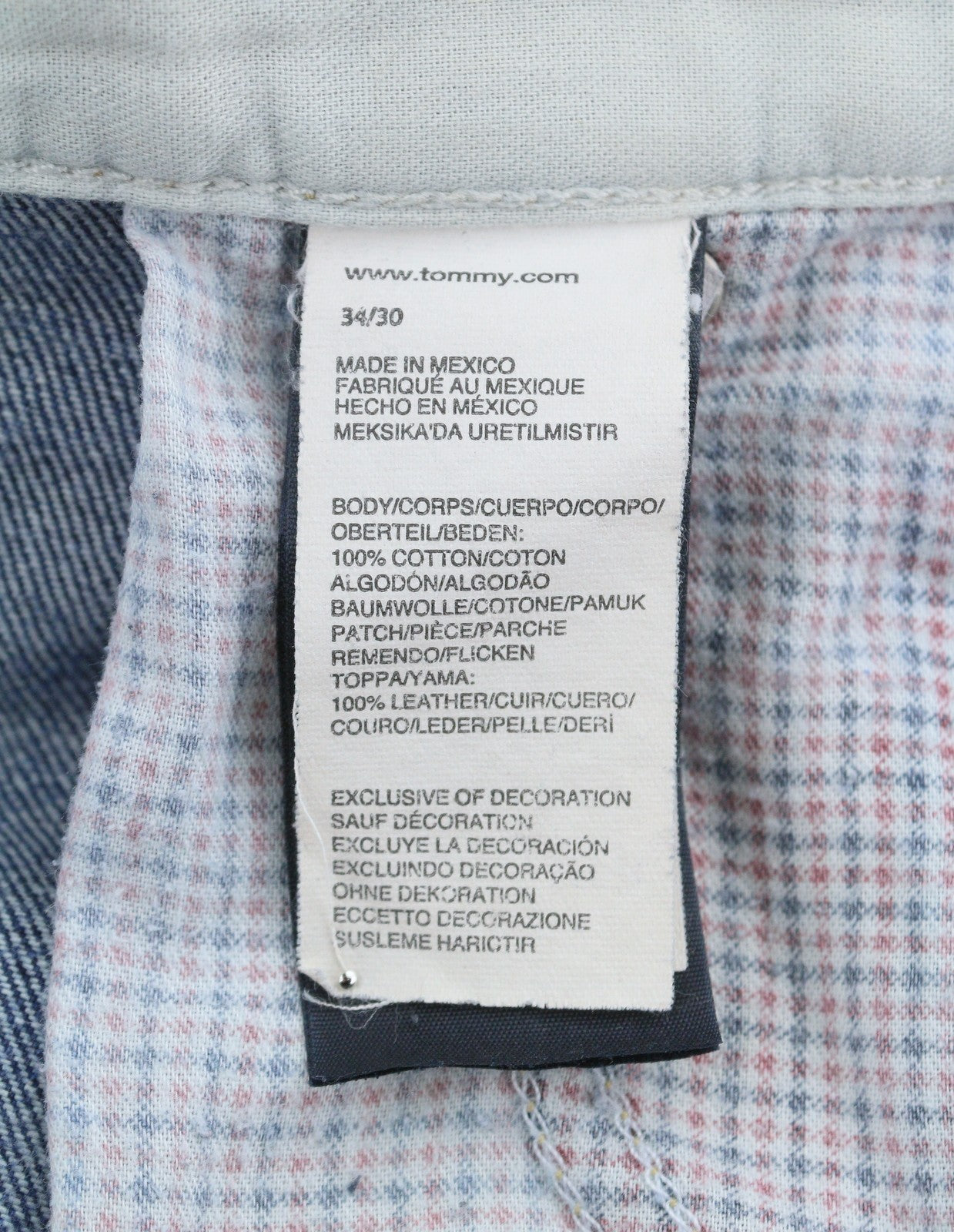TOMMY HILFIGER Classic Straight Men Jeans W34/L30 Blue Whiskers Faded Denim