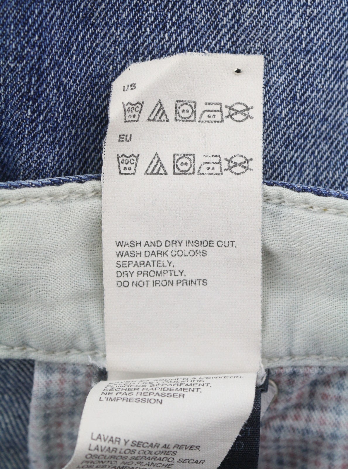TOMMY HILFIGER Classic Straight Men Jeans W34/L30 Blue Whiskers Faded Denim