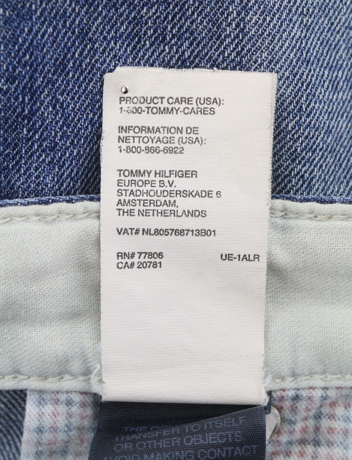 TOMMY HILFIGER Classic Straight Men Jeans W34/L30 Blue Whiskers Faded Denim