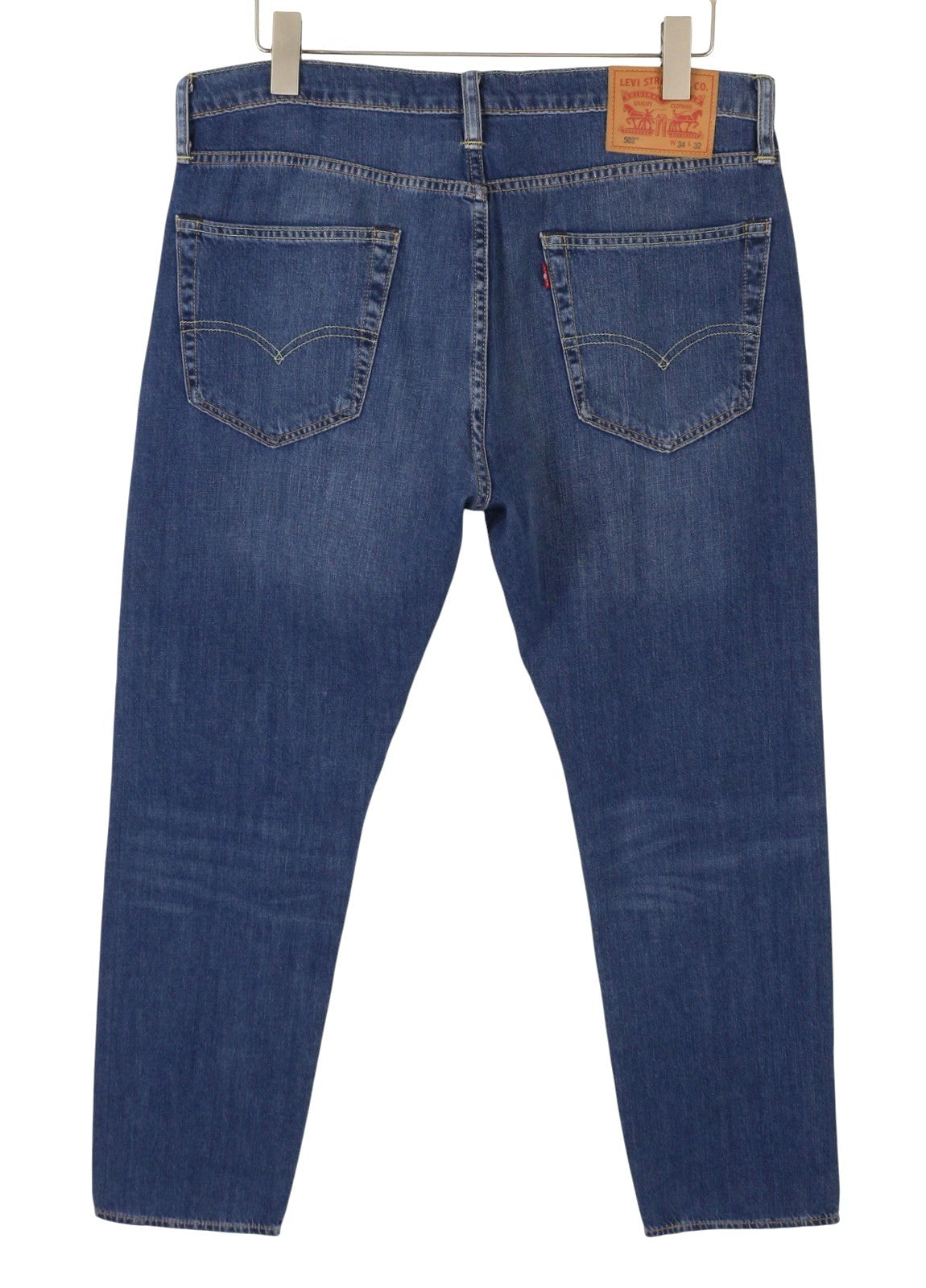 LEVI'S 502 Men Jeans W34/L32 Blue Whiskers Faded Tapered Fit Denim