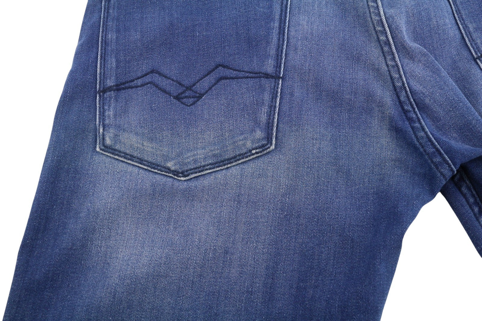 REPLAY Anbass Men Jeans W32/L34 Blue Whiskers Faded Stretch Slim Fit