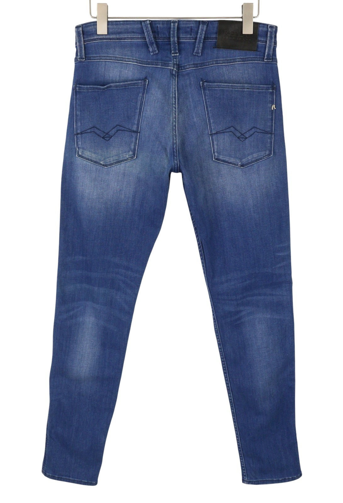 REPLAY Anbass Men Jeans W32/L34 Blue Whiskers Faded Stretch Slim Fit
