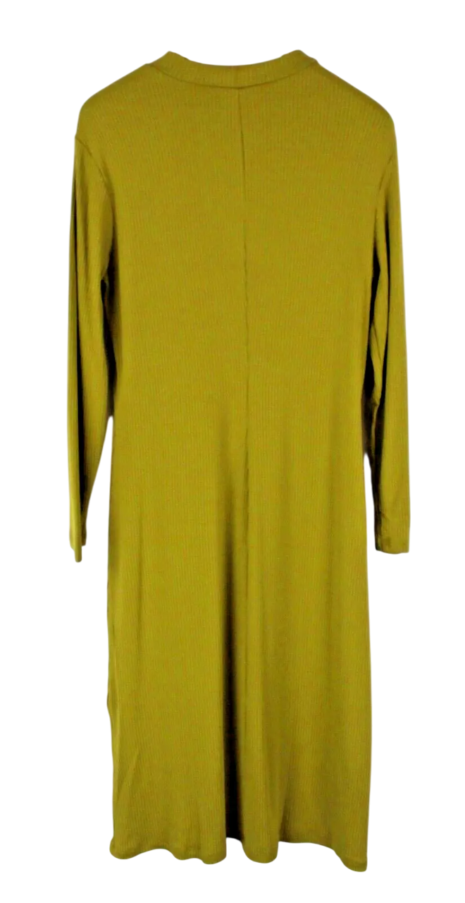 ZIGN Women Dress UK18 Olive Green Long Sleeved Ribbed Stretch Pull On