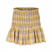 LOST INK Women Skirt EU38 M Yellow Plaid Pattern Stretch Waist Mini