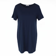DENHAM Compass Women Dress S Blue Short Sleeved Pull On Round Neck Short