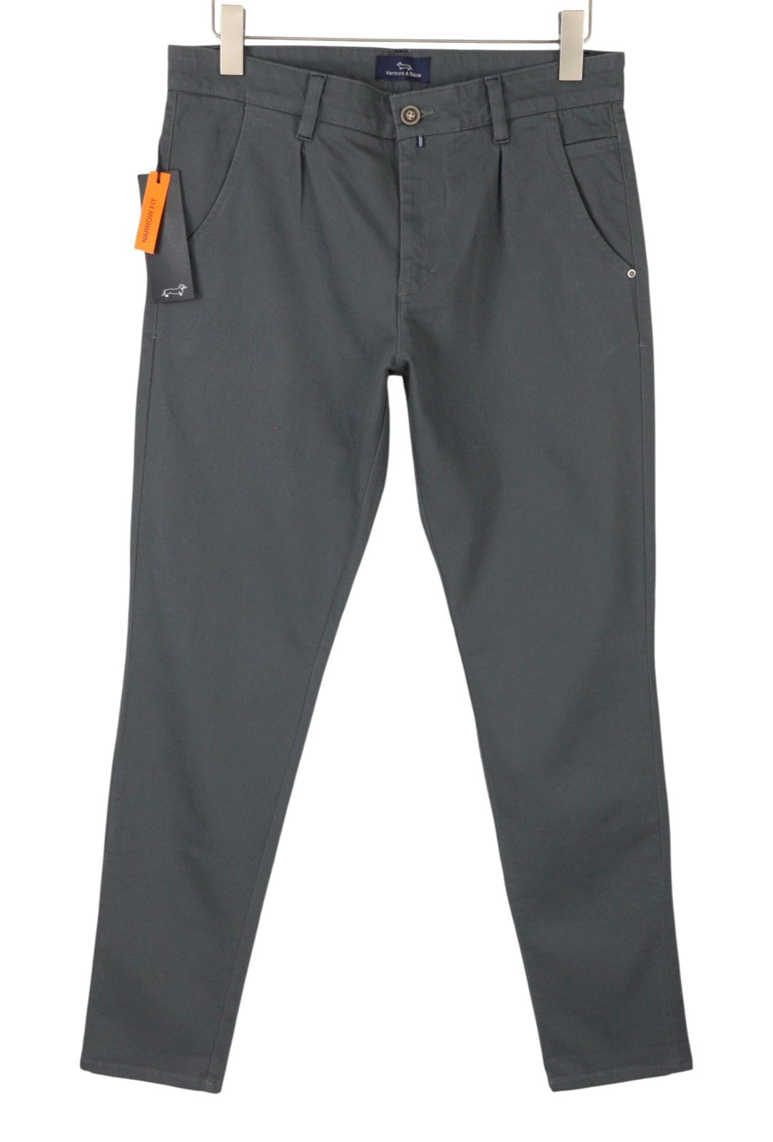 HARMONT & BLAINE Men Trousers 46 W32 Grey Narrot Fit Pleated Zip Fly Chino