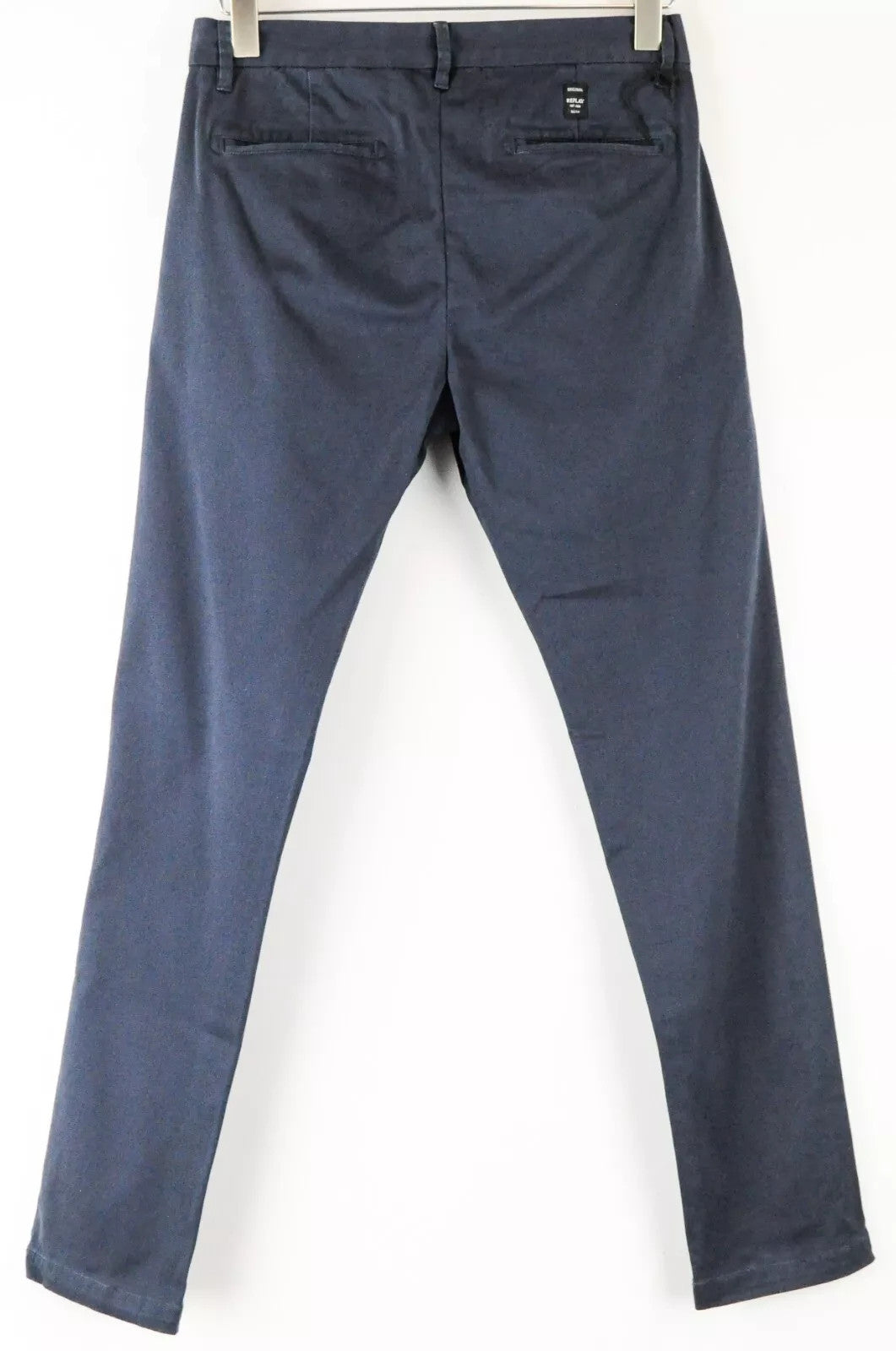 REPLAY Men Trousers 30 Blue Slim Fit Cotton Stretch Casual Slit Pocket