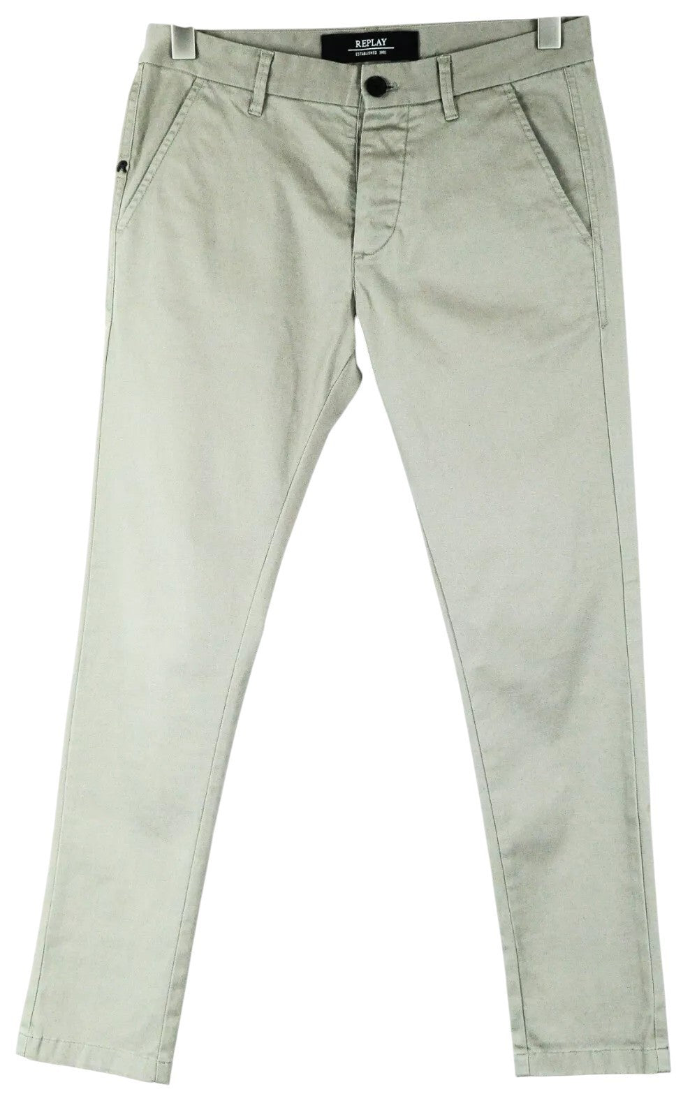 REPLAY Men Trousers 29 Light Brown Slim Fit Cotton Stretch Button-Fly Casual