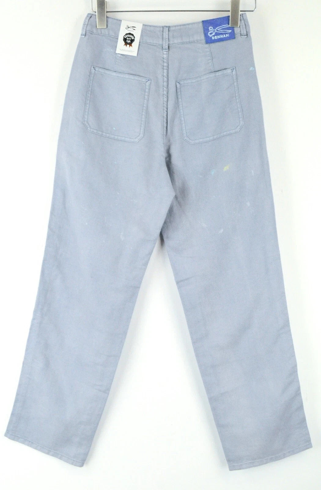 DENHAM Bonnie Women Trousers W23/L28 Wide Linen Cotton Blue Painted Patched
