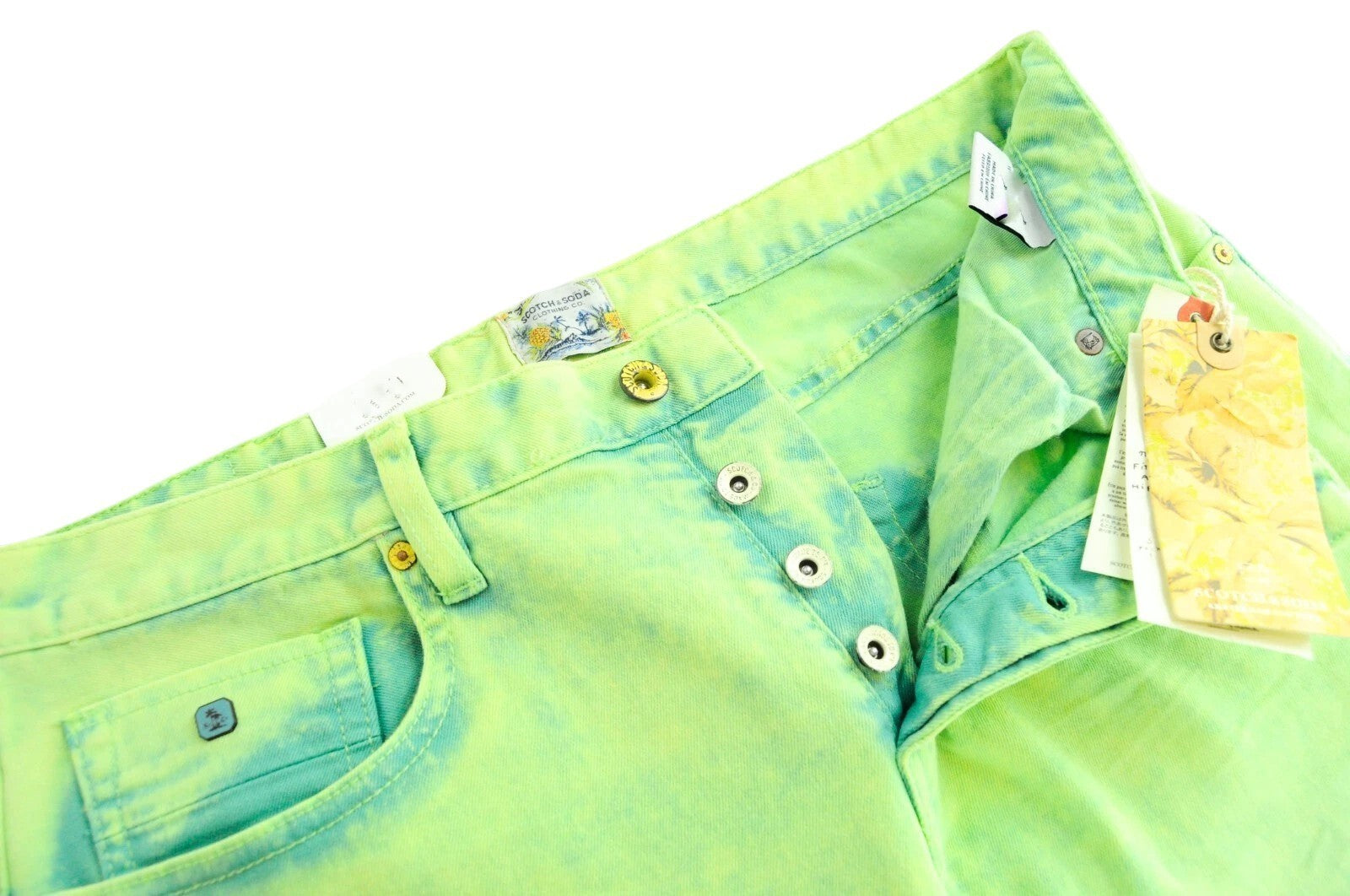 SCOTCH & SODA Steele Men Jeans W33/L34 Super Slim Casual Green Dyed Button-Fly