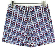 SUITSUPPLY Women Shorts 40 Blue Red White Patterned Casual Zip-Fly Summer