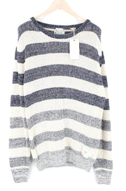 SCOTCH & SODA Ams Couture Men Jumper 2XL Beige Stripe Knit Cotton Blend Sweater