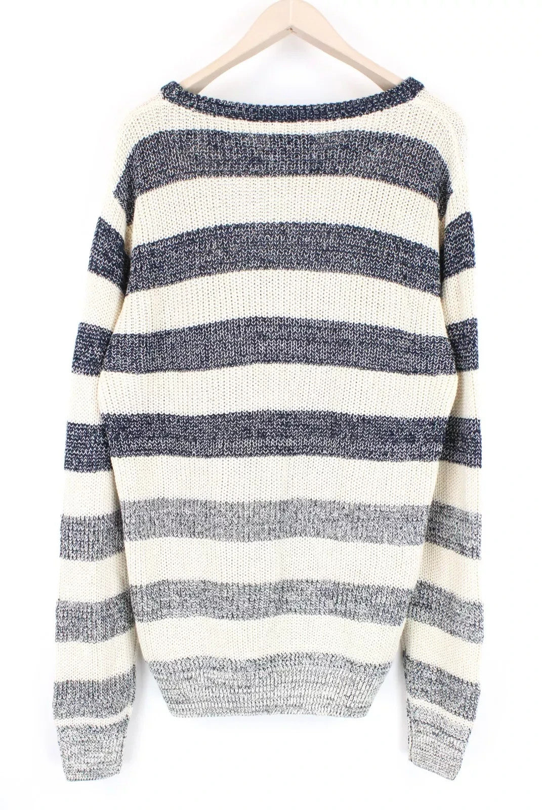 SCOTCH & SODA Ams Couture Men Jumper 2XL Beige Stripe Knit Cotton Blend Sweater