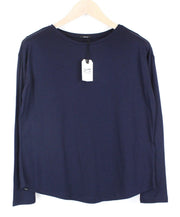 DENHAM Sierra Women T-Shirt XS Navy Cotton Blend Long Sleeved Pull On Casual