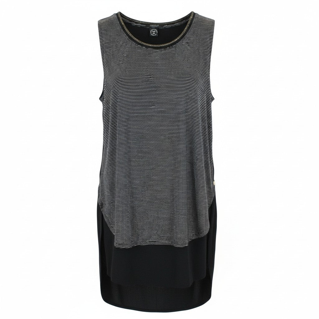 SCOTCH & SODA Ams Blauw Women T-Shirt S Black Cotton Blend Stripes Sleeveless