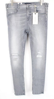 SCOTCH & SODA Dart Men Jeans W32/L32 Grey Super Skinny Fit Distressed Washed