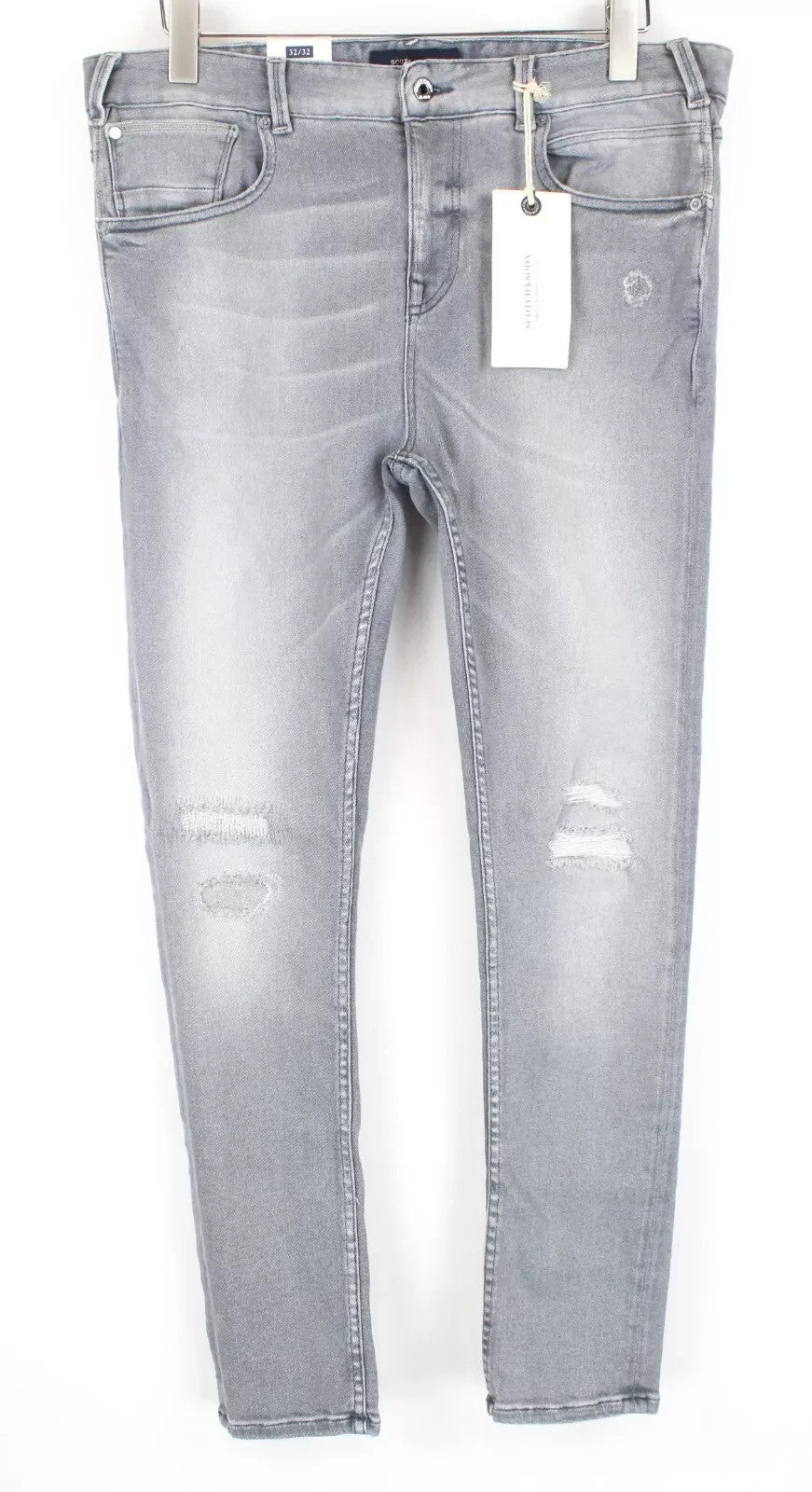SCOTCH & SODA Dart Men Jeans W32/L32 Grey Super Skinny Fit Distressed Washed