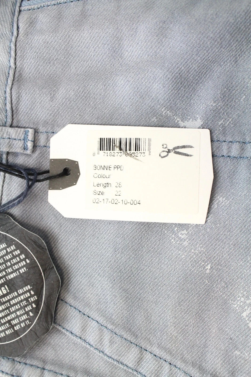 DENHAM Bonnie Women Trousers W22/L28 Blue Wide Fit Linen Cotton Paint Stain