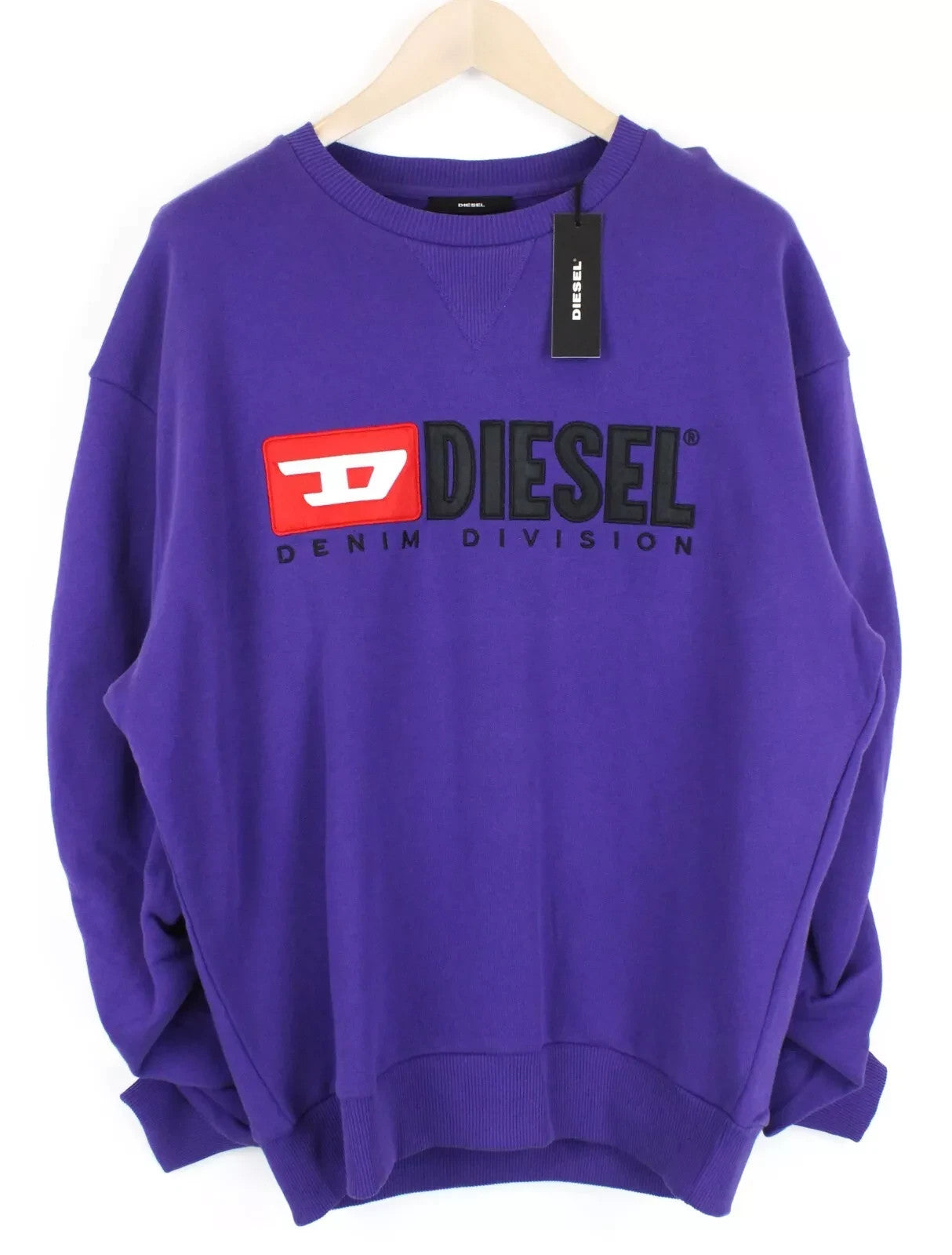 DIESEL F-Arap Women Sweatshirt XS Purple Pure Cotton Long Sleeved Logo Pull On