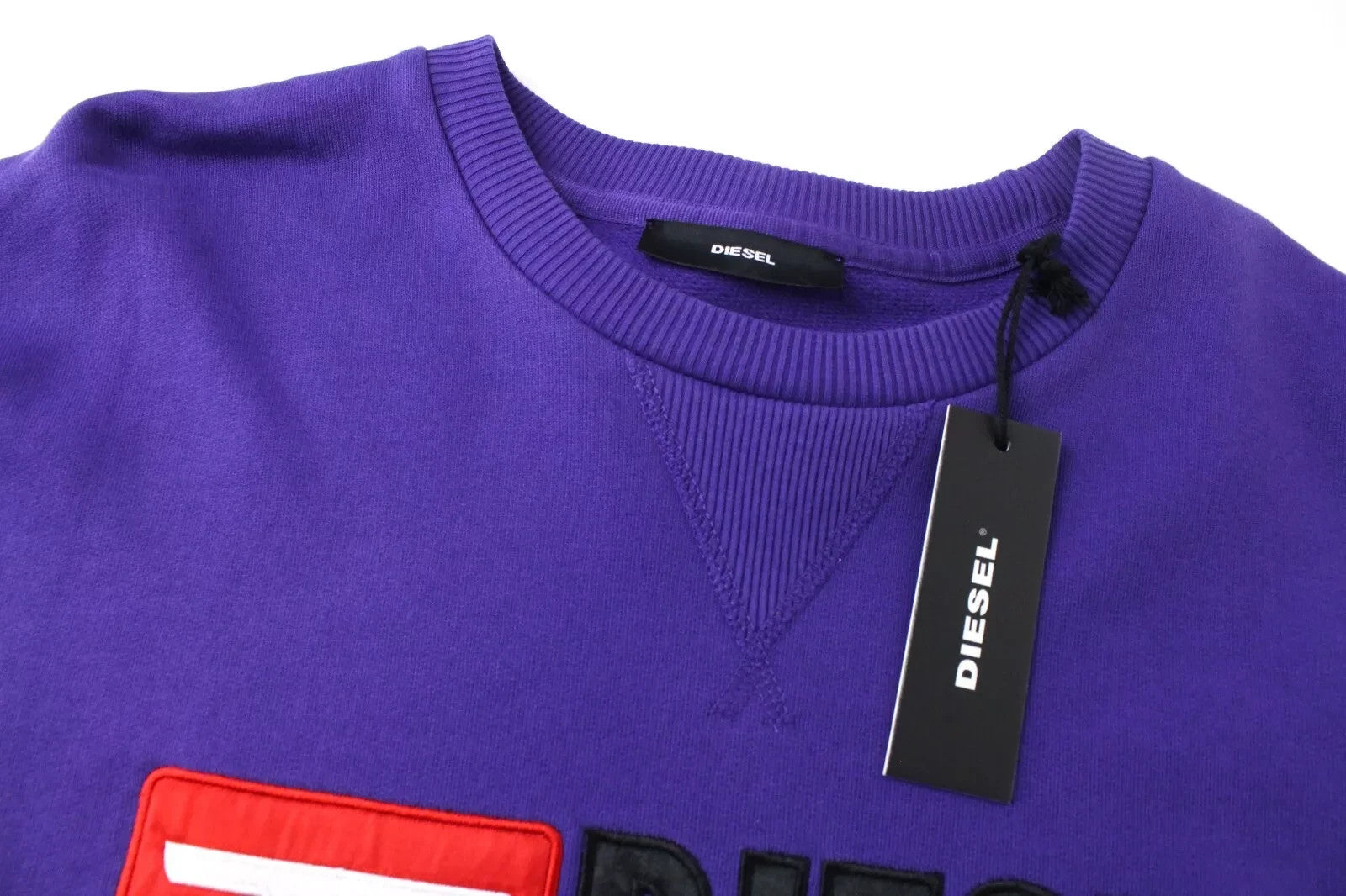 DIESEL F-Arap Women Sweatshirt XS Purple Pure Cotton Long Sleeved Logo Pull On