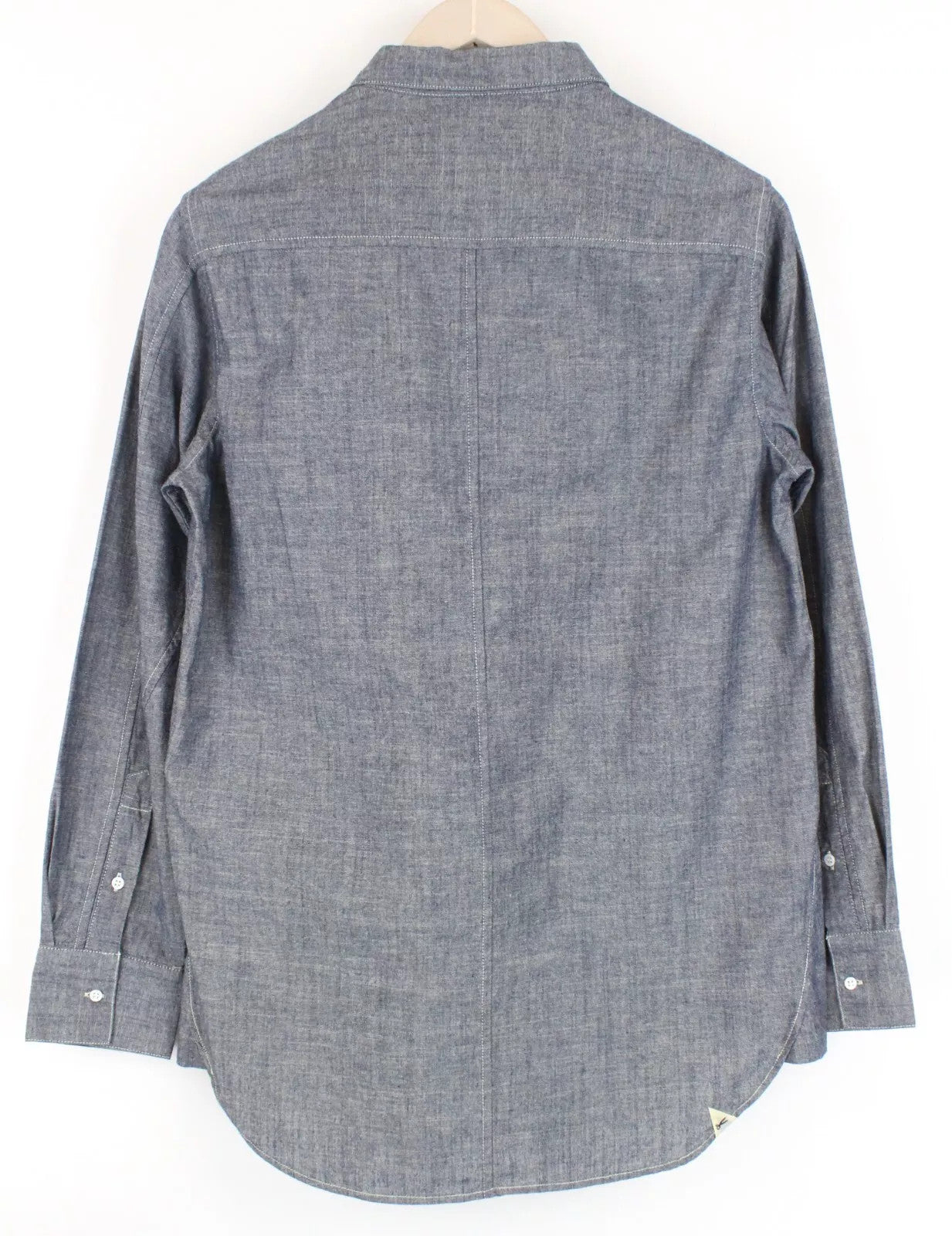 DENHAM Stories Men Shirt M Blue Pure Cotton Pocketed Long Sleeved Collared