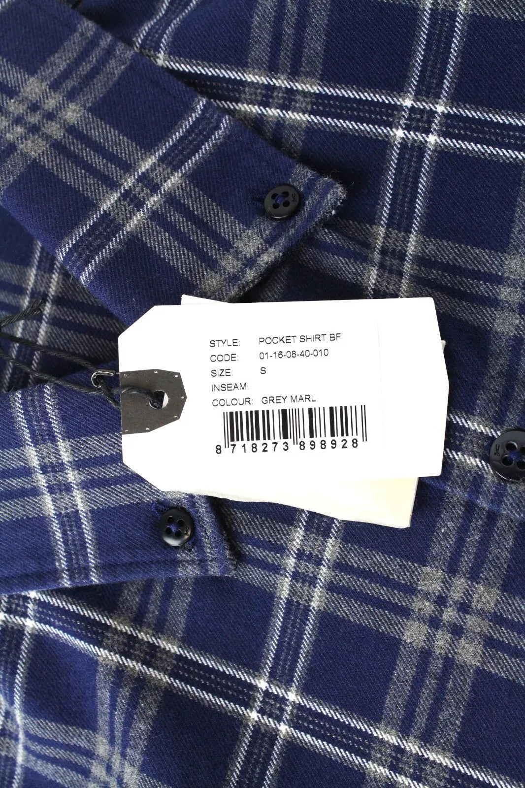 DENHAM Men Shirt S Blue Pure Cotton Checked Flannel Long Sleeved Collared