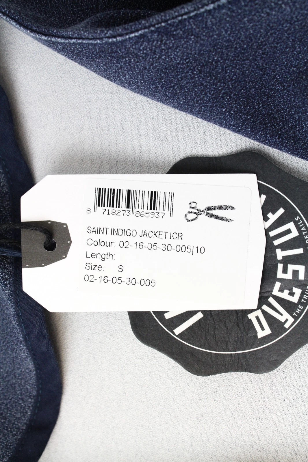 DENHAM Saint Indigo Women Blazer S Blue Stretch Long Sleeved Tied Wide Lapel