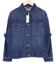 DENHAM Century Trucker Women Jacket S Blue Wash Cotton Embroidered Logo Denim