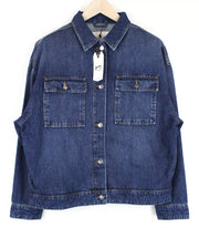 DENHAM Century Trucker Women Jacket S Blue Pure Cotton Embroidery Logo Denim
