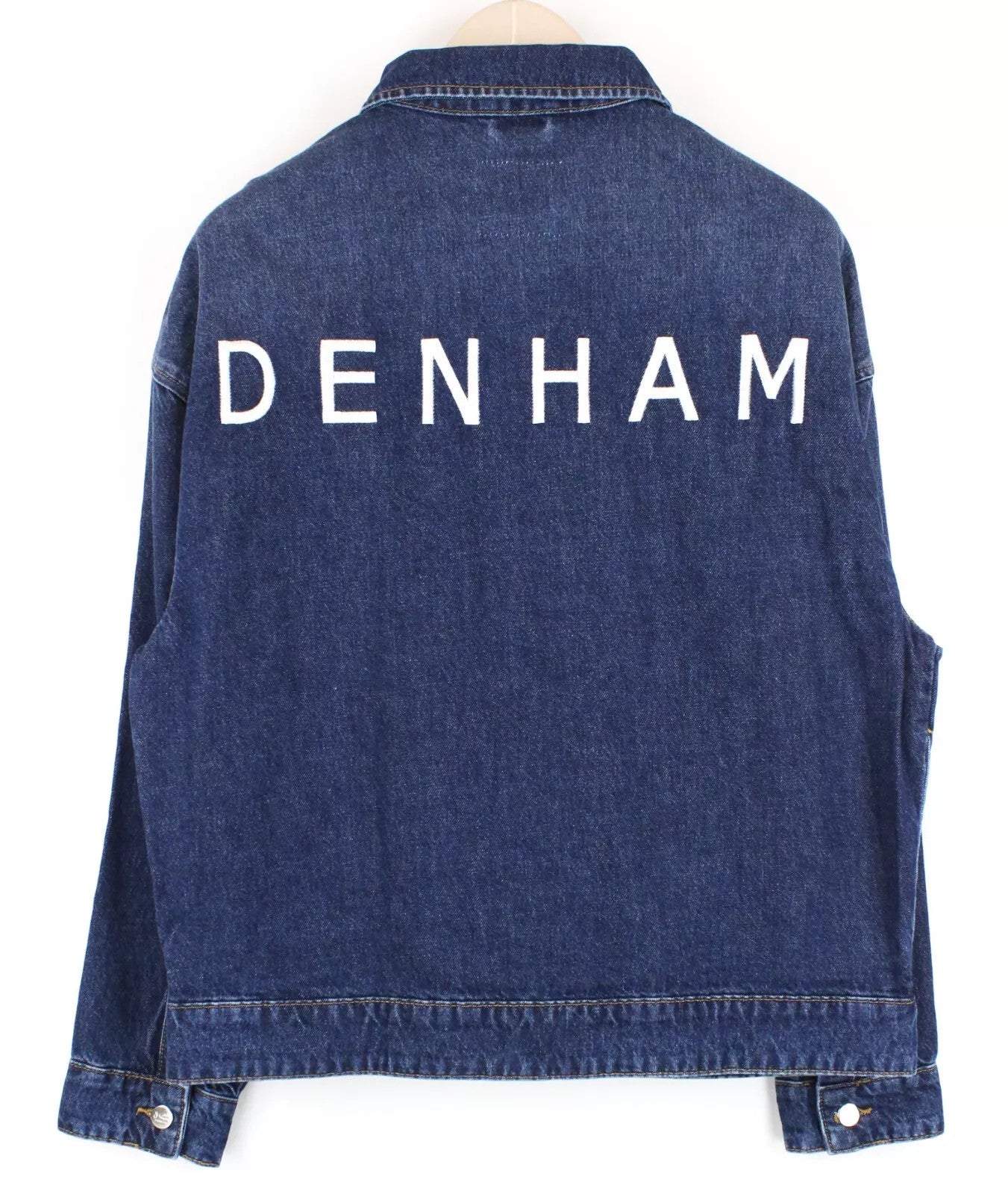 DENHAM Century Trucker Women Jacket S Blue Pure Cotton Embroidery Logo Denim