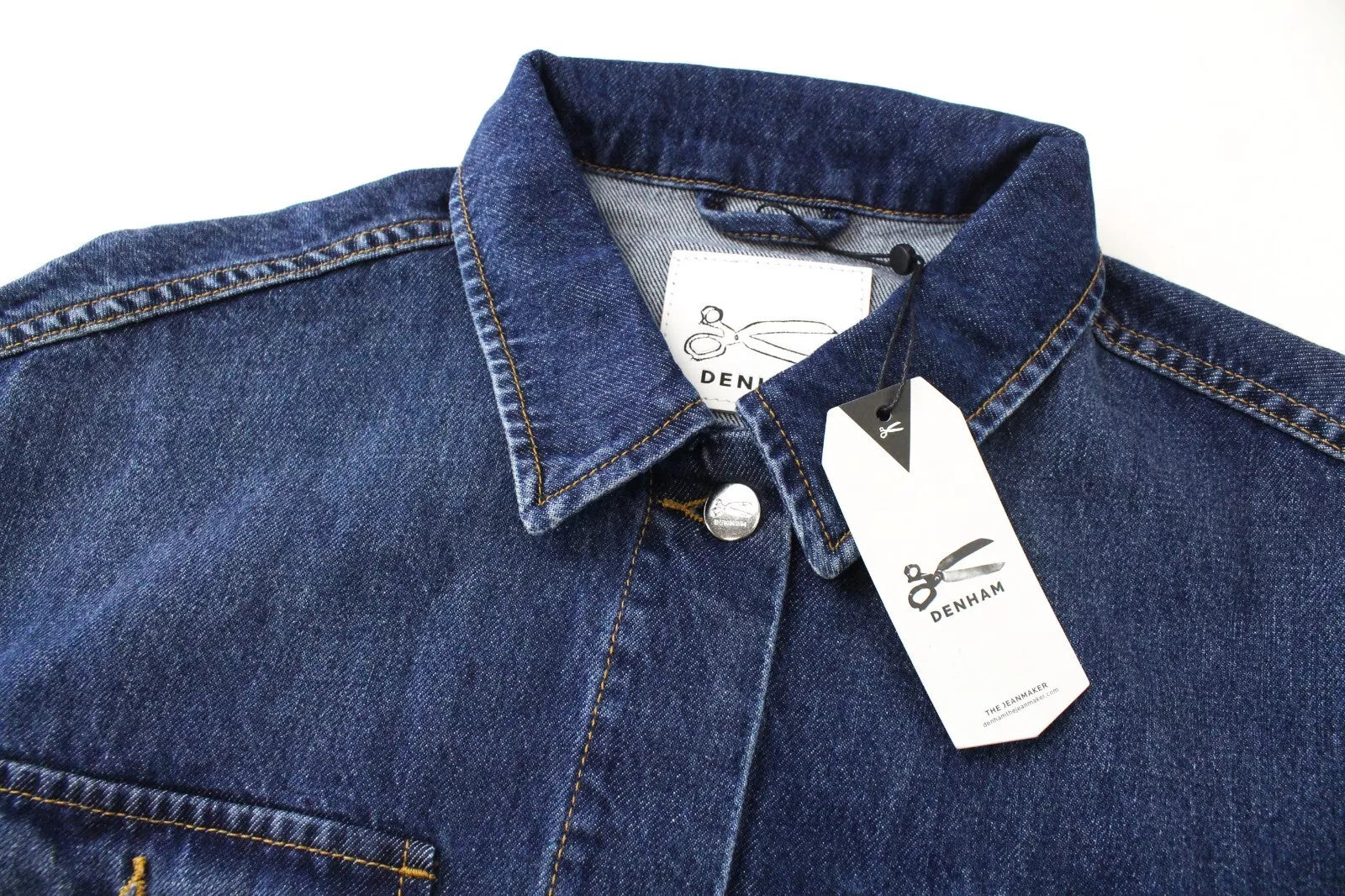 DENHAM Century Trucker Women Jacket S Blue Pure Cotton Embroidery Logo Denim