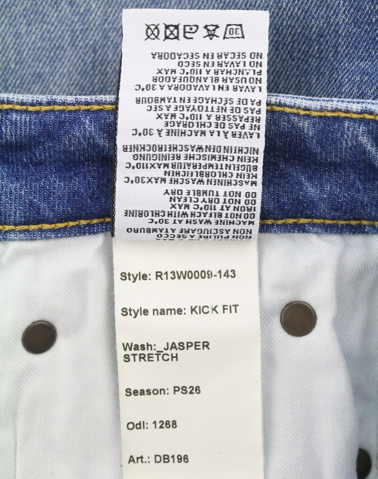 R13 Kick Fit Women Jeans 27 Jasper Stretch Cropped Whiskers Faded Blue PS26