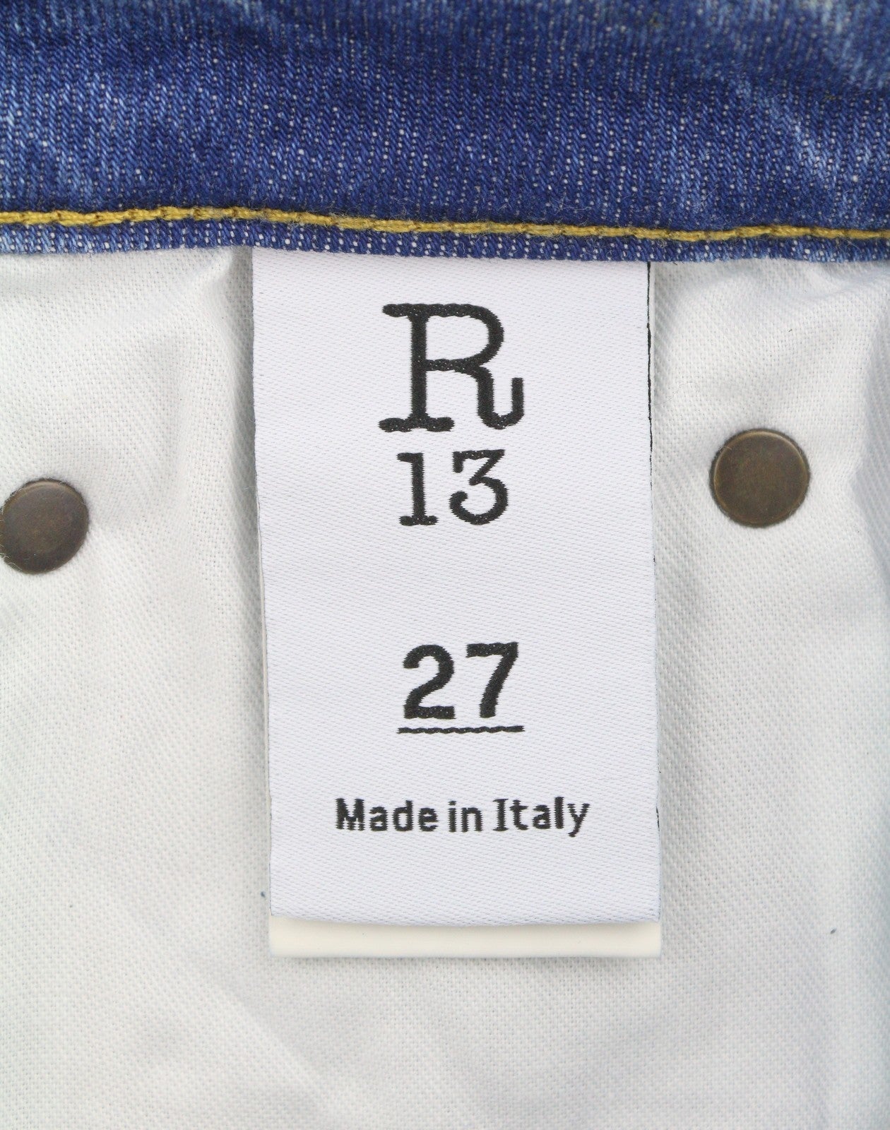 R13 Kick Fit Women Jeans 27 Jasper Stretch Cropped Whiskers Faded Blue PS26