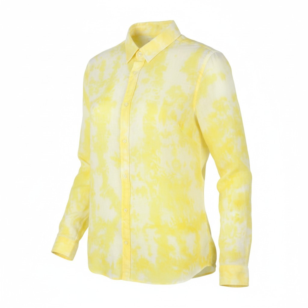 SCOTCH & SODA Men Shirt M Yellow Tie Dye Linen Button Up Casual