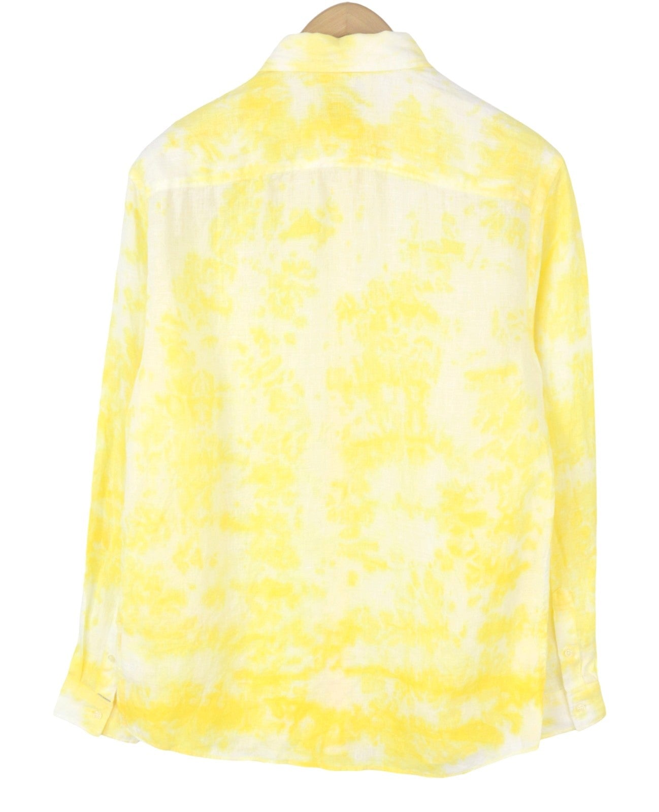 SCOTCH & SODA Men Shirt M Yellow Tie Dye Linen Button Up Casual