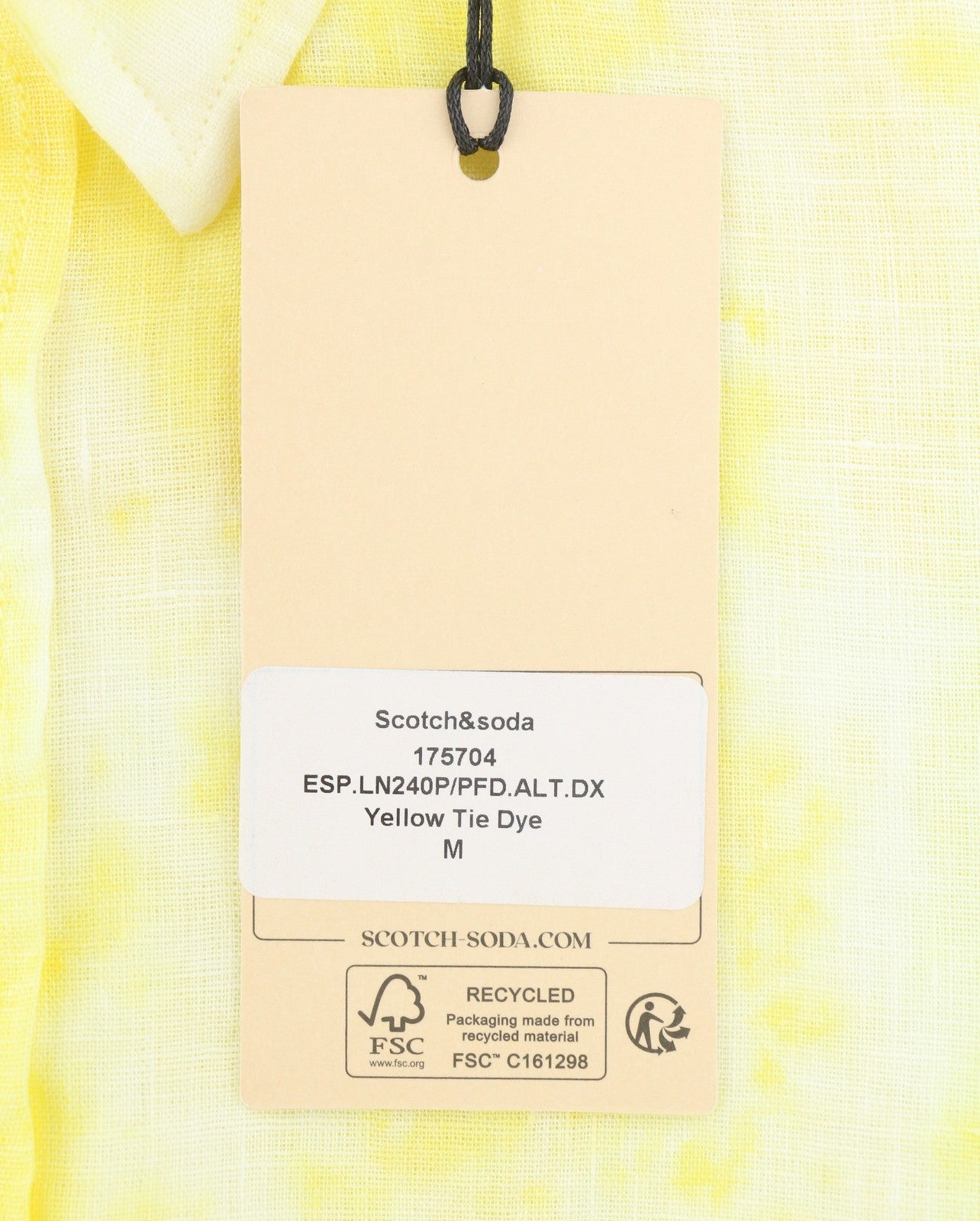 SCOTCH & SODA Men Shirt M Yellow Tie Dye Linen Button Up Casual