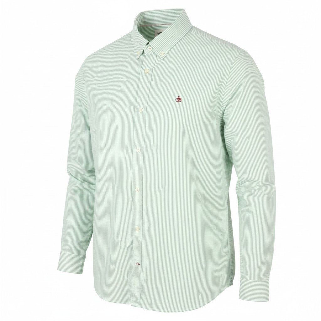 SCOTCH & SODA Men Shirt M Green Pinstriped Button-Down Collar Casual