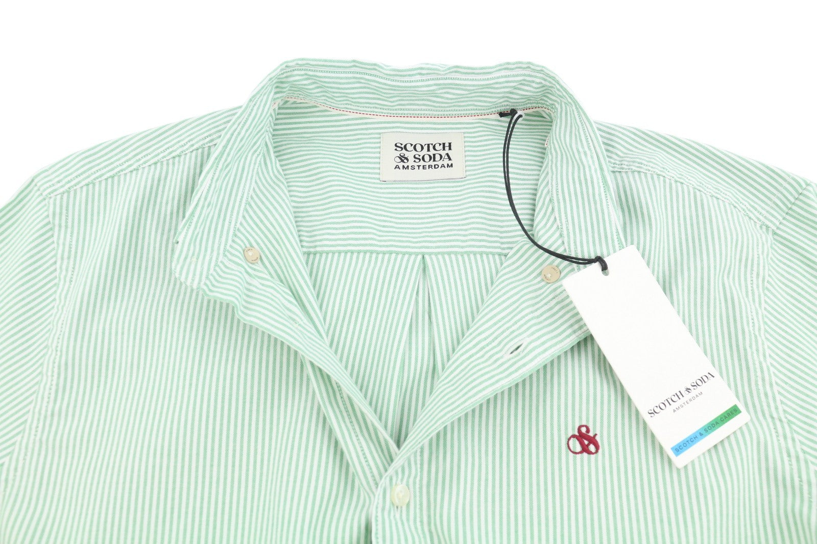 SCOTCH & SODA Men Shirt M Green Pinstriped Button-Down Collar Casual
