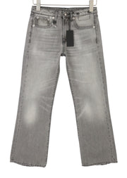 R13 Joan Cropped Flare Women Jeans 24 Ashen Black Whiskers Faded Zipper SS26