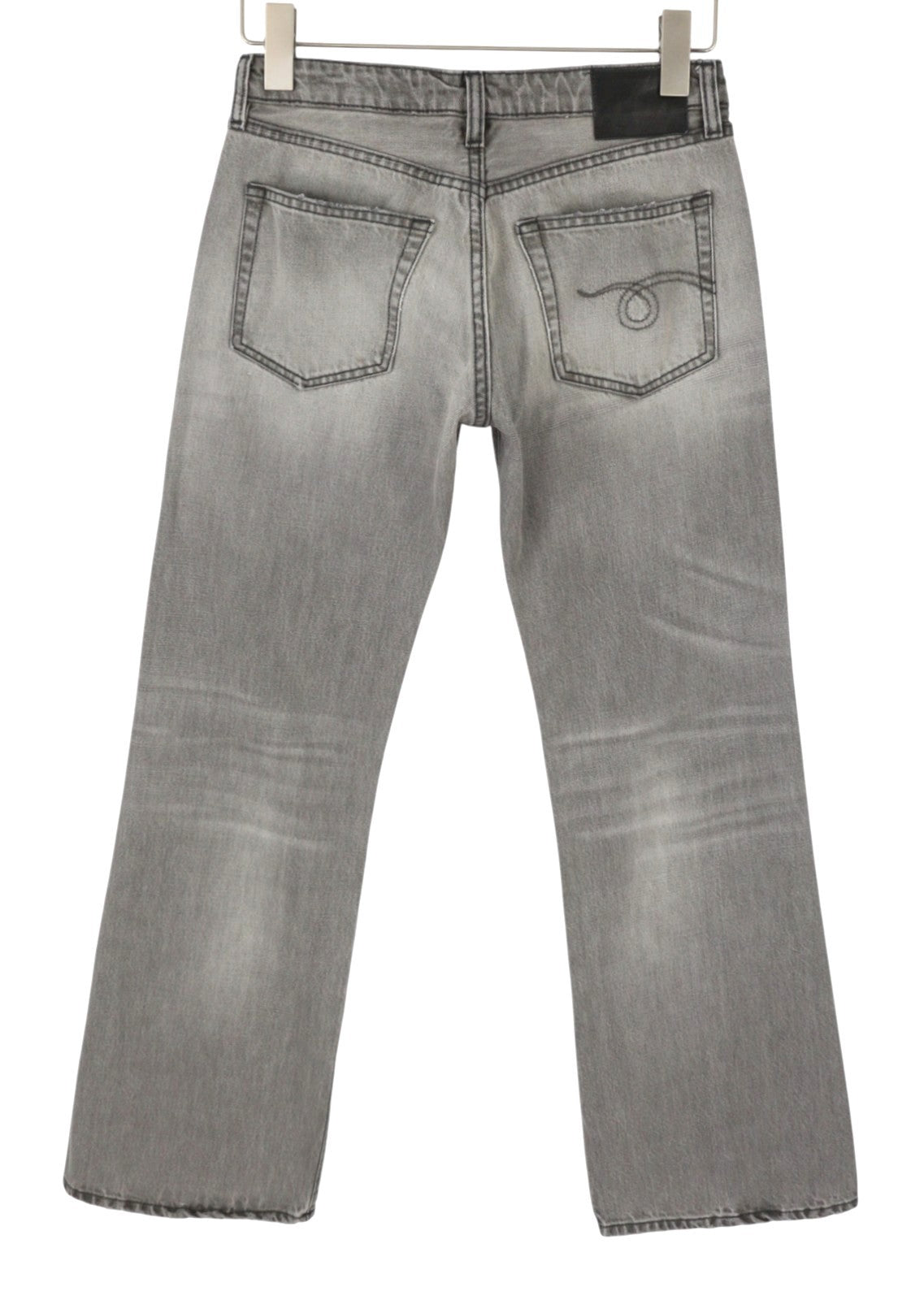 R13 Joan Cropped Flare Women Jeans 24 Ashen Black Whiskers Faded Zipper SS26