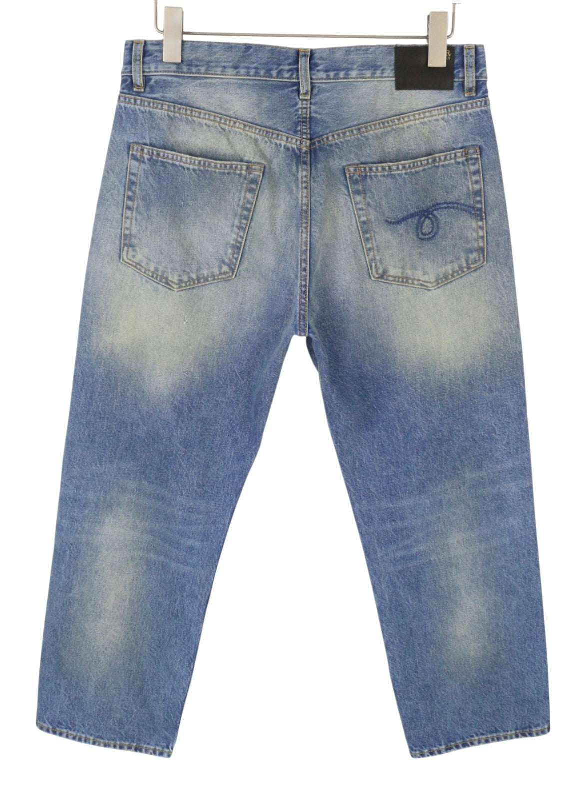 R13 Boyfriend Women Jeans 29 Jasper Cropped Whiskers Faded Blue SS26