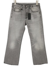 R13 Joan Cropped Flare Women Jeans 27 Ashen Black Whiskers Faded Zip SS26