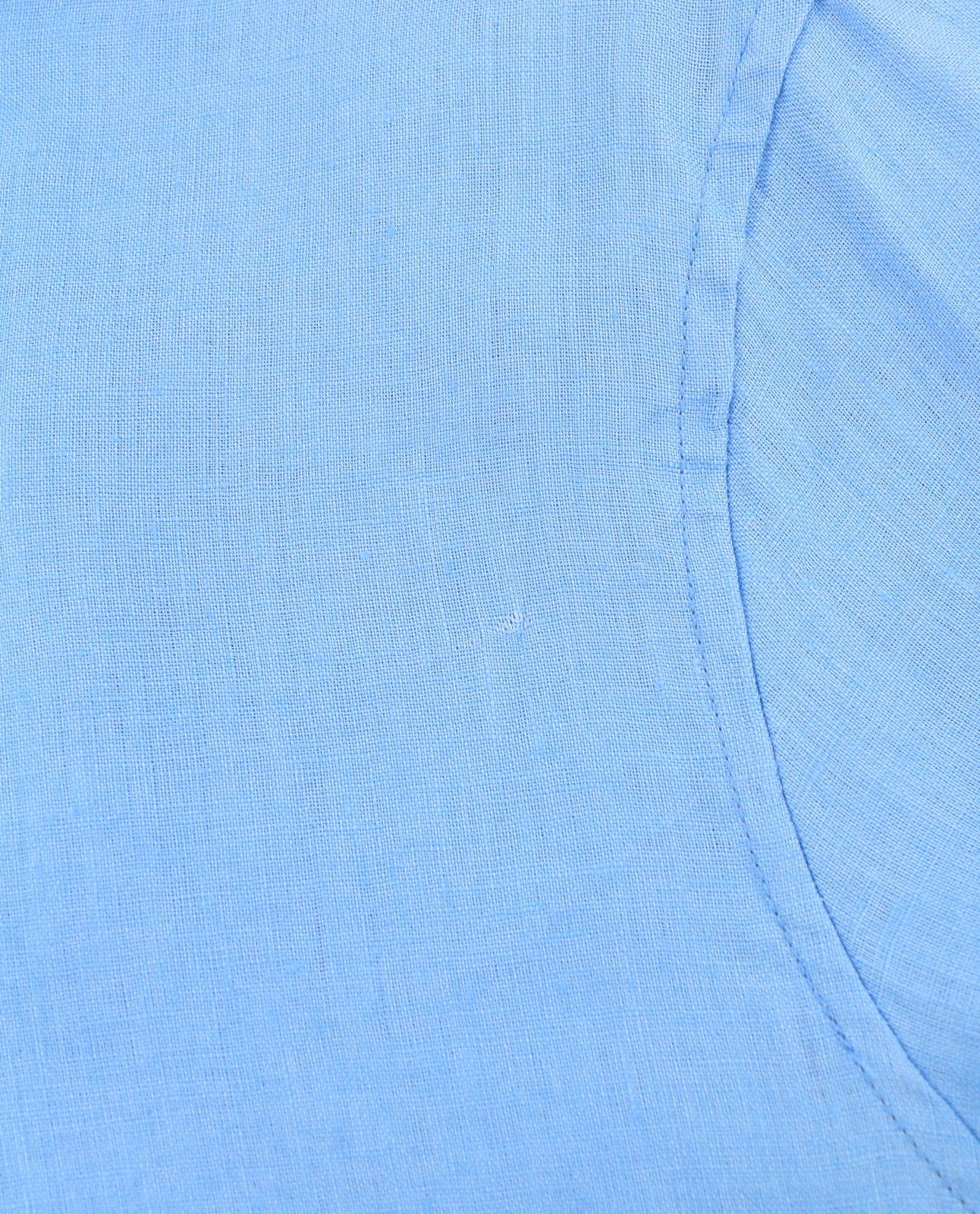 SCOTCH & SODA Men Shirt M Blue Linen Regular Fit Button Down Neck Roll-Up Casual