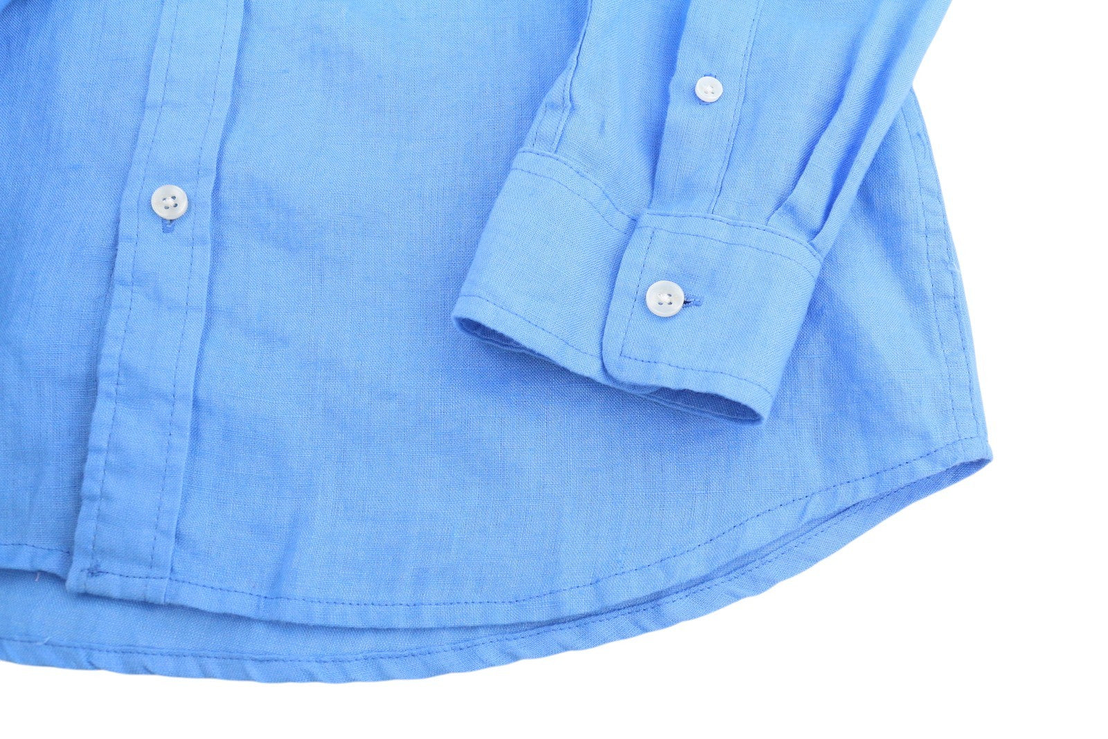 SCOTCH & SODA Men Shirt M Blue Linen Regular Fit Button Down Neck Roll-Up Casual