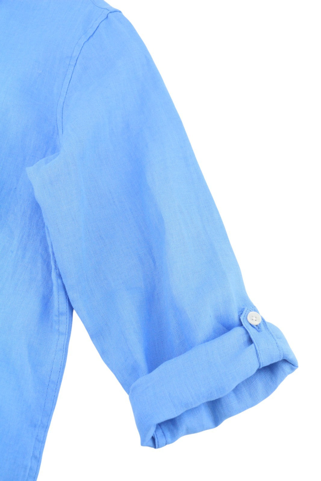 SCOTCH & SODA Men Shirt M Blue Linen Regular Fit Button Down Neck Roll-Up Casual