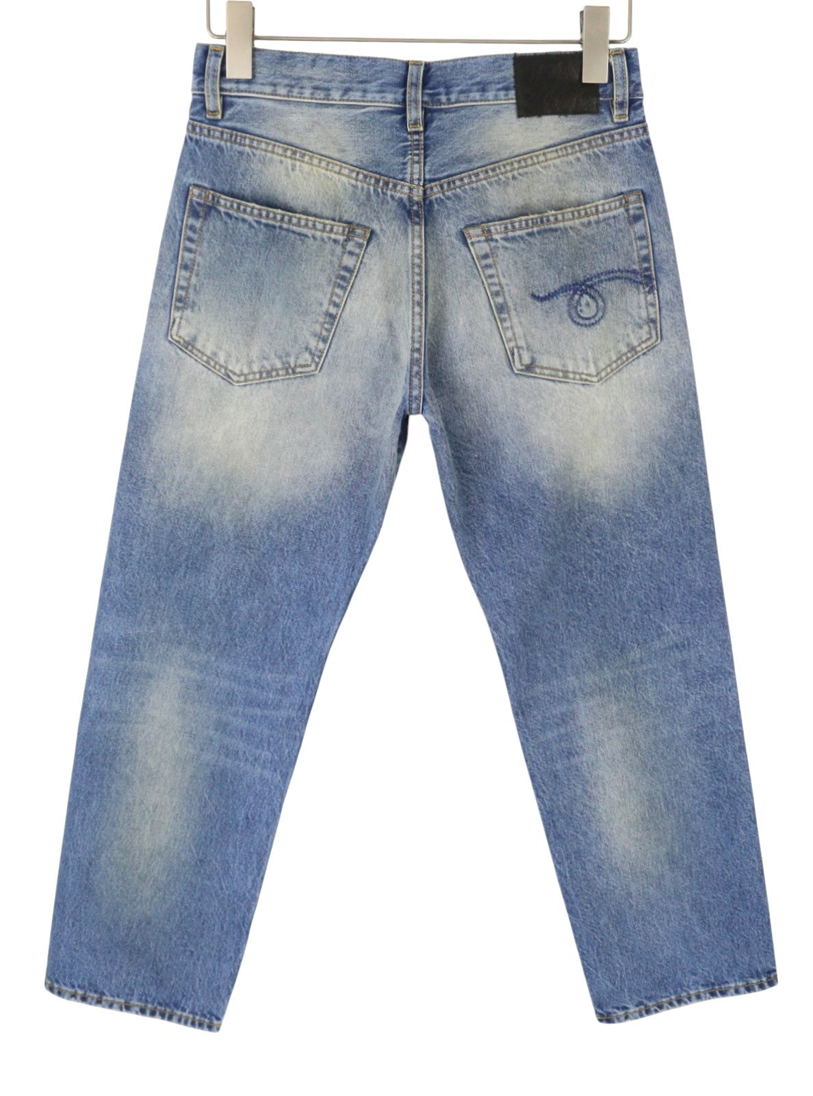 R13 Boyfriend Women Jeans 24 Jasper Cropped Whiskers Faded Blue SS26