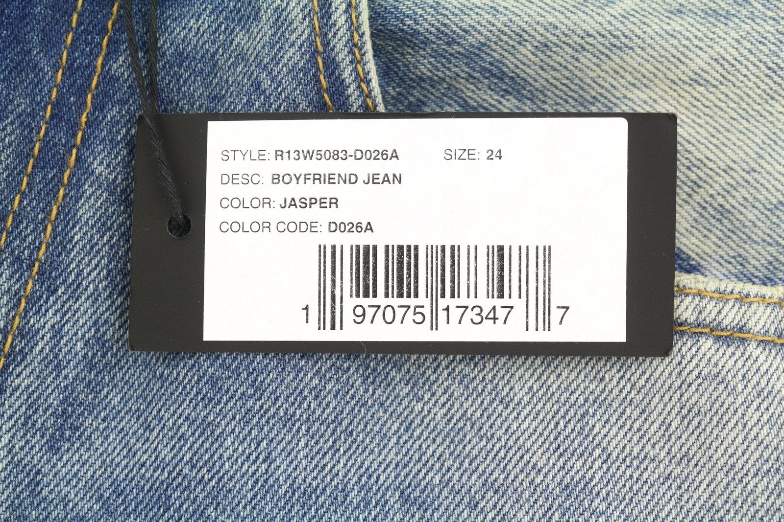R13 Boyfriend Women Jeans 24 Jasper Cropped Whiskers Faded Blue SS26