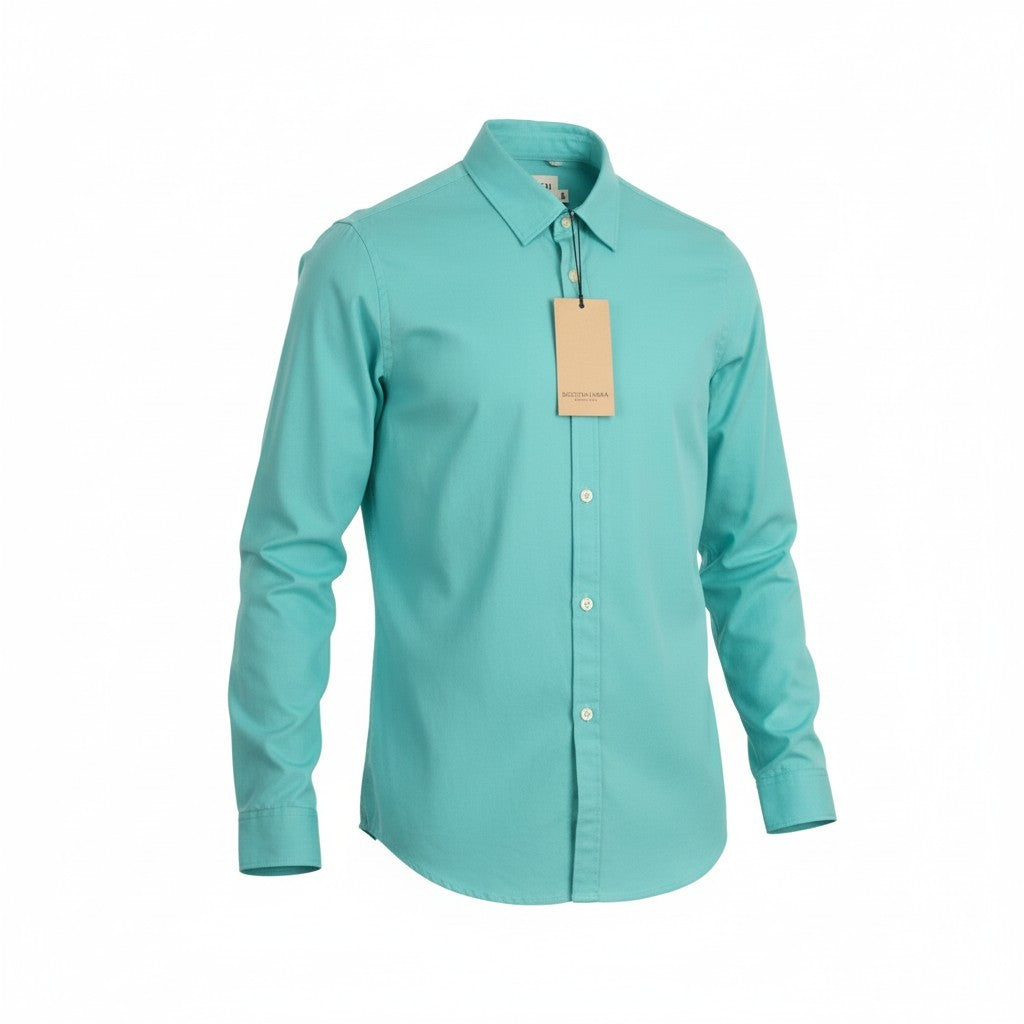 SCOTCH & SODA Men Shirt M Blue Cotton Slim Fit Button-Up Spread Collar